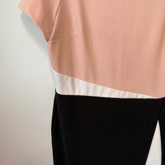 Colorblock Short Sleeve Sheath Dress RN Studio Size 18 Pink/Black/White Zip Back - Picture 4 of 5